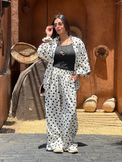 Polka Dots Set in White with Red Touch