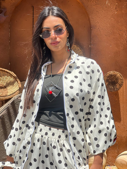 Polka Dots Set in White with Red Touch