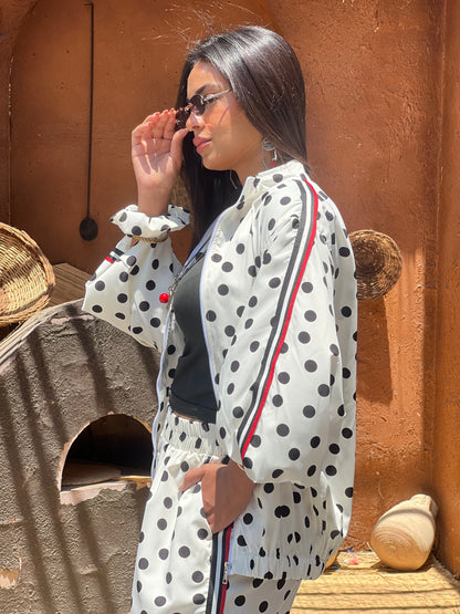 Polka Dots Set in White with Red Touch