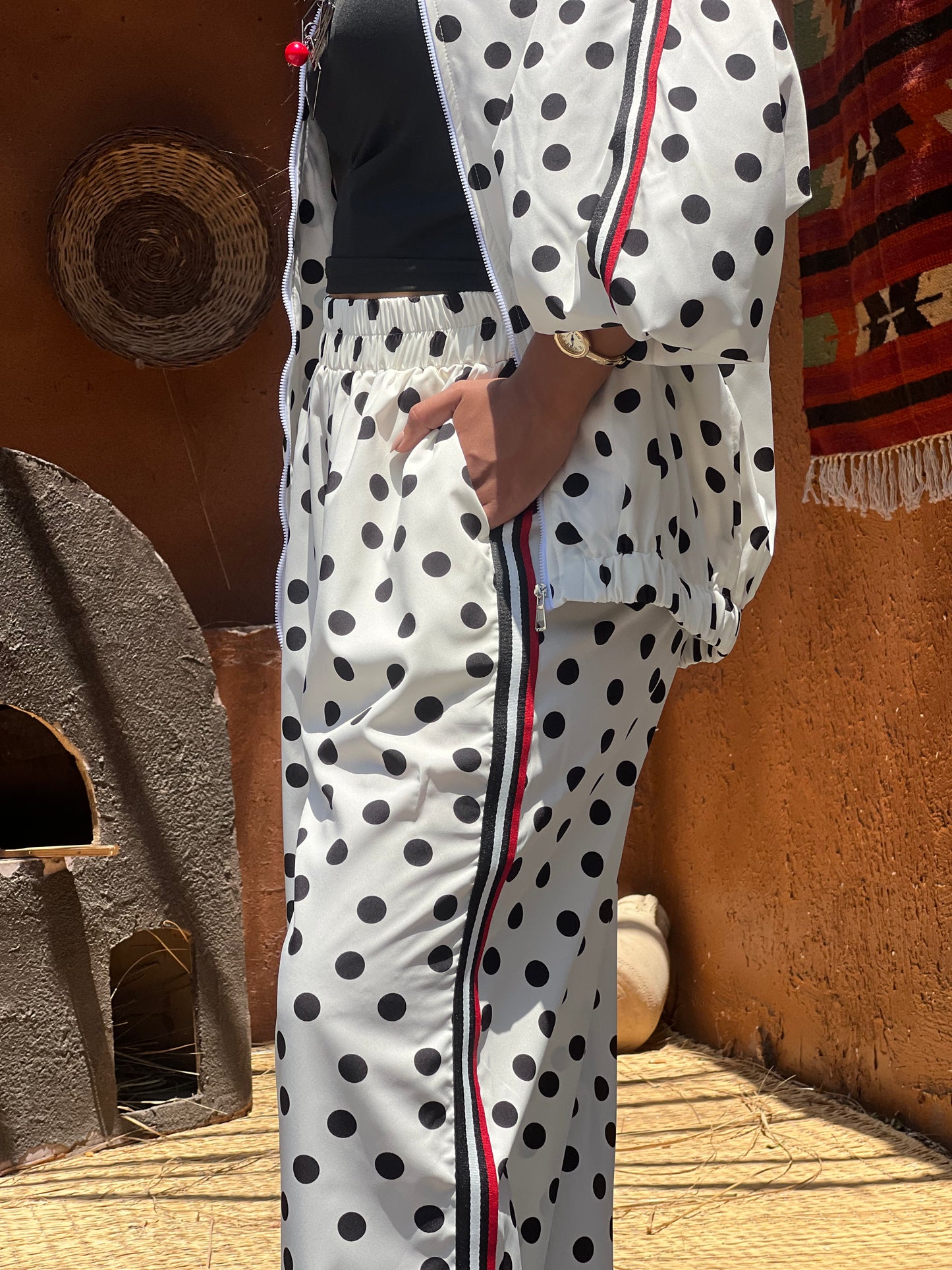 Polka Dots Set in White with Red Touch