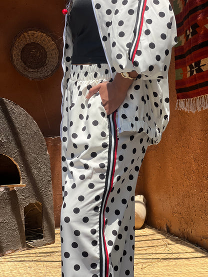 Polka Dots Set in White with Red Touch