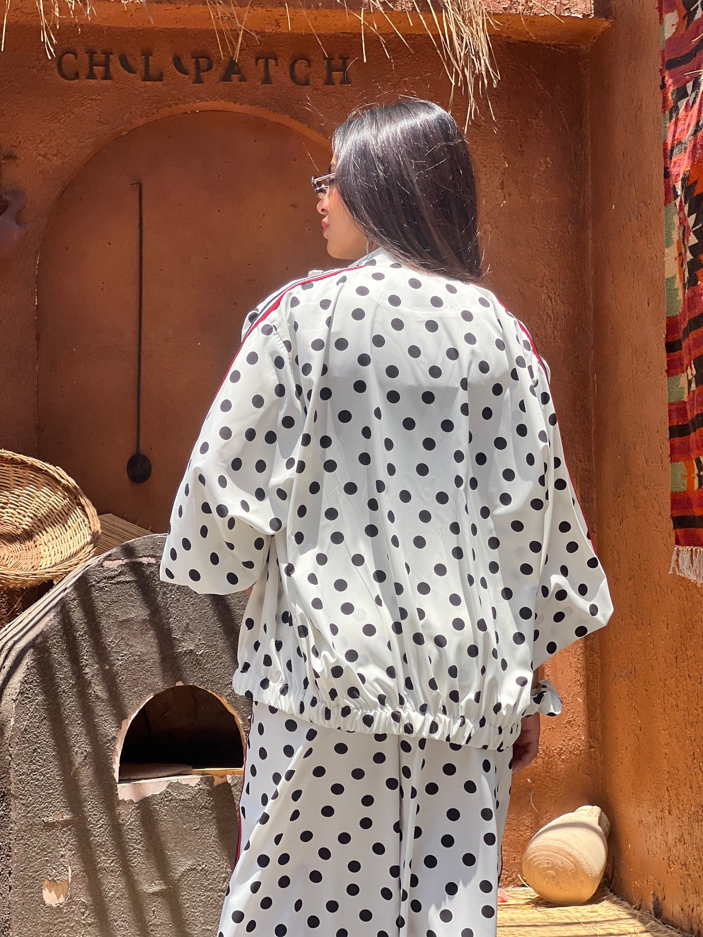 Polka Dots Set in White with Red Touch