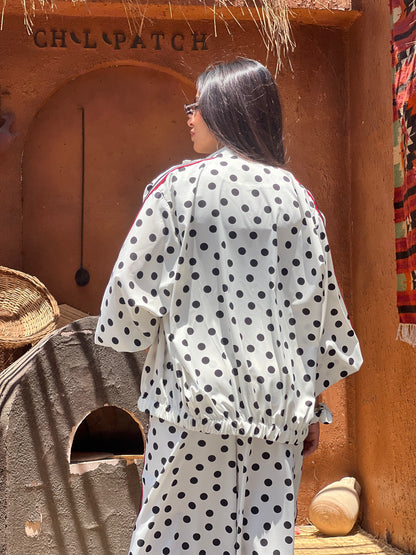 Polka Dots Set in White with Red Touch
