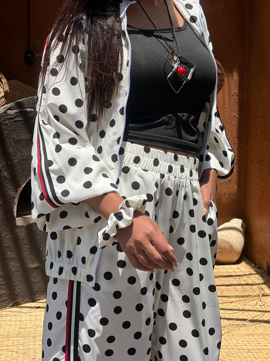 Polka Dots Set in White with Red Touch