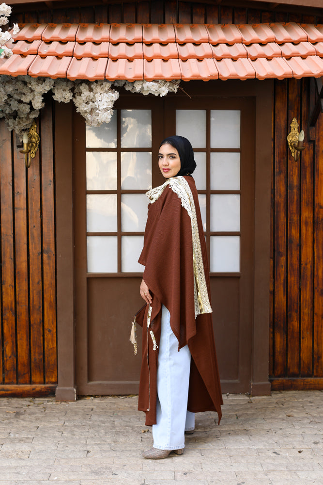 Dark Camel Long poncho