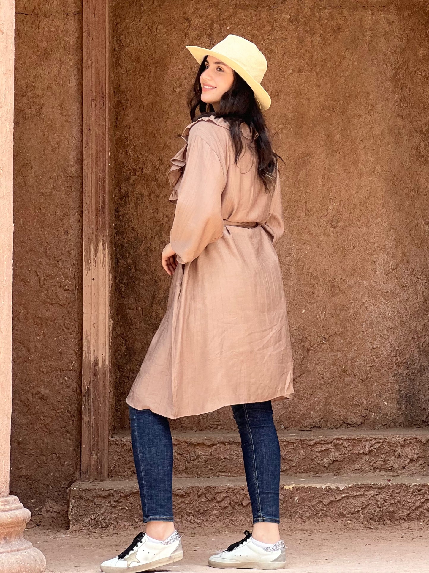 The Ruffle Wrap Cardigan (Café)
