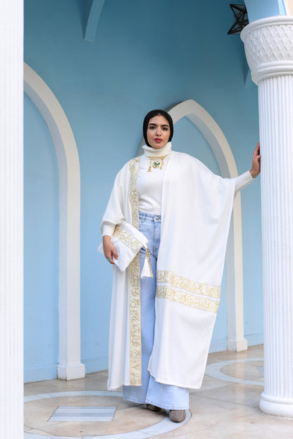 Islamic Calligraphy White Long poncho