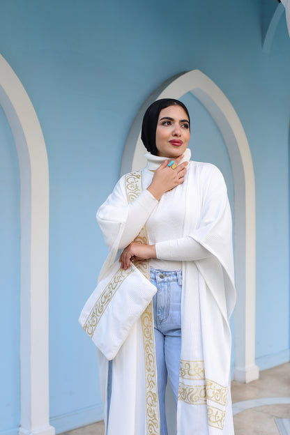 Islamic Calligraphy White Long poncho