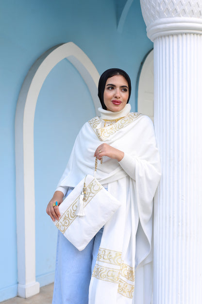 Islamic Calligraphy White Long poncho