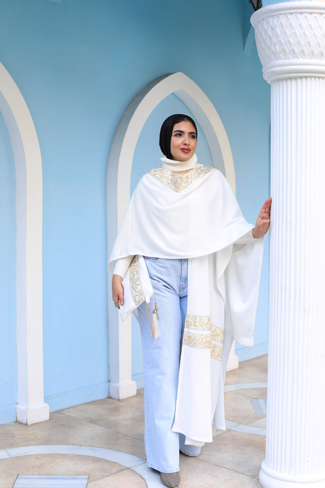 Islamic Calligraphy White Long poncho