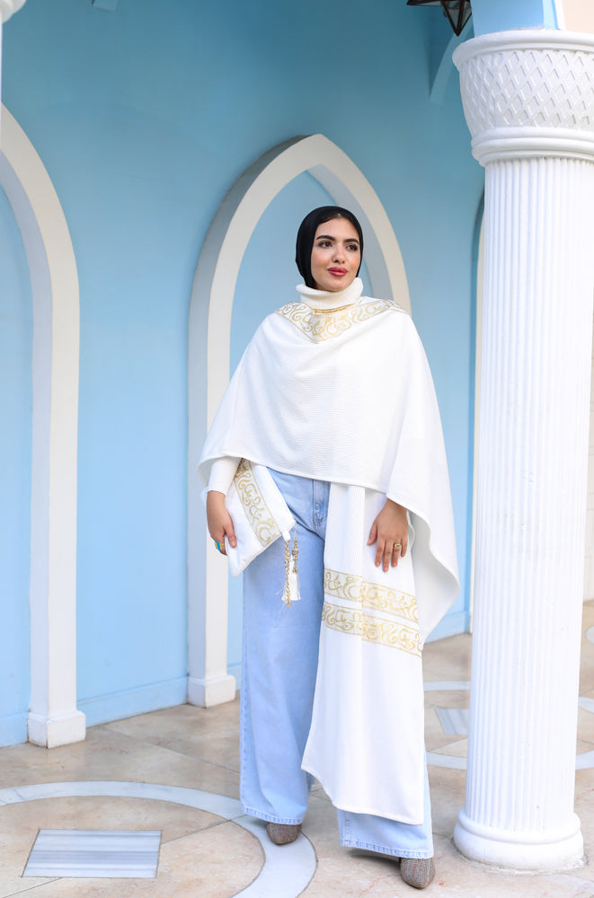 Islamic Calligraphy White Long poncho