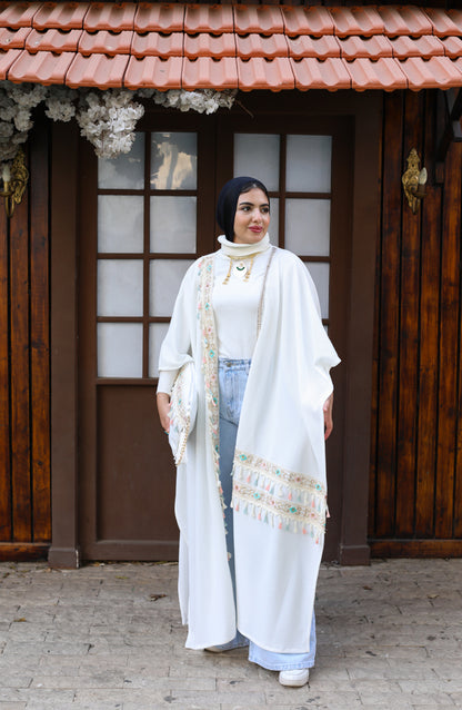 Farfasha White Long poncho