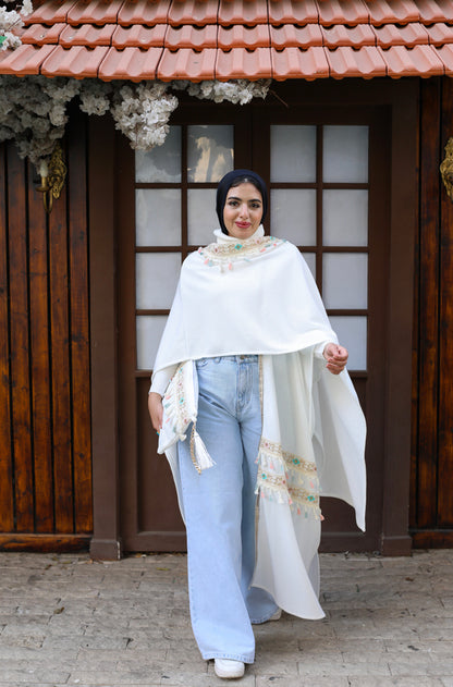 Farfasha White Long poncho