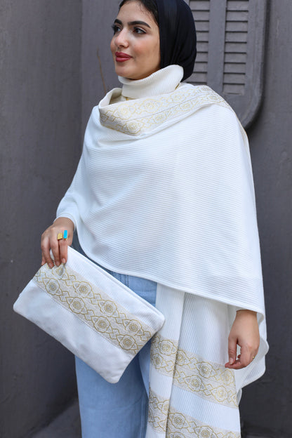 Islamic Design White Long poncho