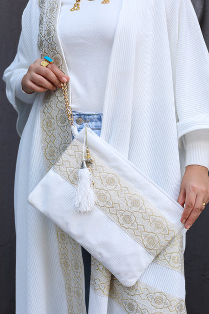 Islamic Design White Long poncho