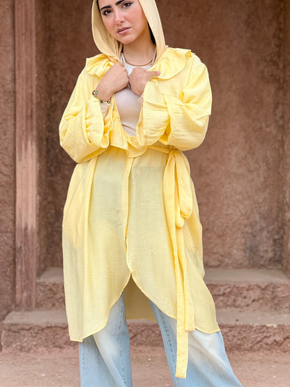 The Ruffle Wrap Cardigan (Yellow)