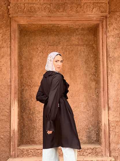 The Ruffle Wrap Cardigan (Black)
